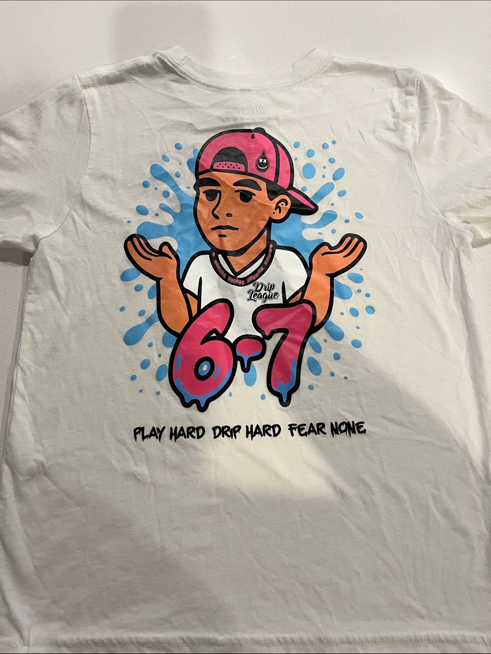 Drip League White Tee with Black Drip Logo